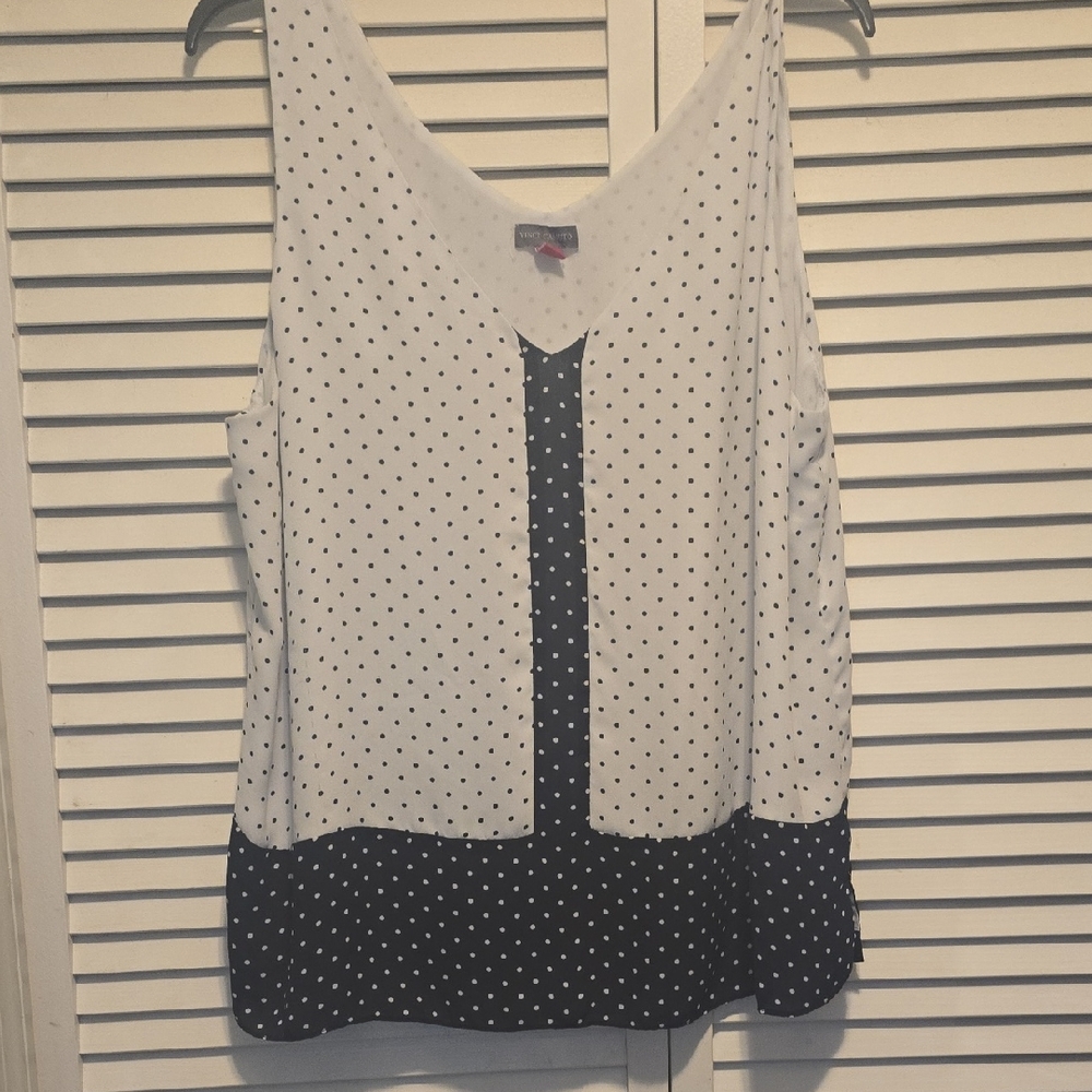 Vince Camuto Black and White Polka Dot Tank Top
